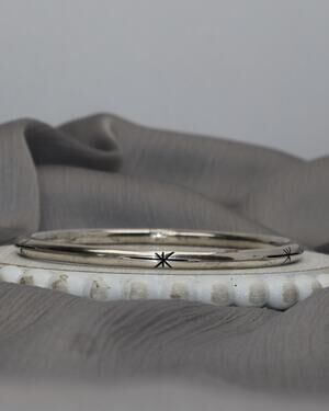 Vintage Mexico Sterling Silver Starburst Bangle Bracelet 14.6G / 8in N1501